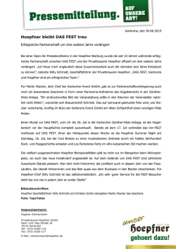 Hoepfner bleibt DAS FEST treu