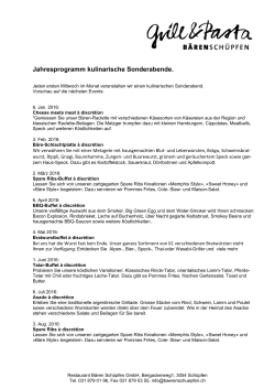 Jahresprogramm kulinarische Sonderabende.