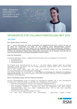 GRUNDS&Auml;TZE F&Uuml;R VOLLMACHTSERTEILUNG SEIT 2016