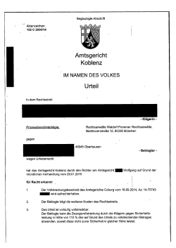 Amtsgericht Koblenz vom 19.02.2015, Az. 152 C 2936/14