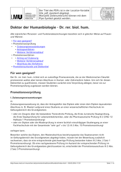 Doktor der Humanbiologie - Medizinische Fakult&auml;t