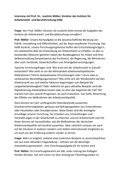Interview mit Professor Doktor Joachim M&ouml;ller, Direktor des Instituts