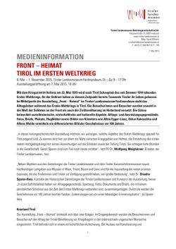 medieninformation front &ndash; heimat tirol im ersten weltkrieg