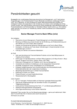 Senior Manager Front to Back Office (m/w) - ft