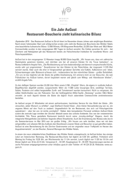 Ein Jahr AuGust Restaurant-Boucherie zieht kulinarische