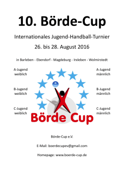 Internationales Jugend-Handball-Turnier 26. bis 28. August 2016