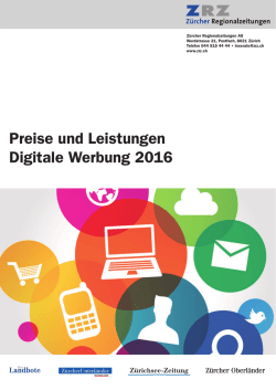 Digitale Werbung 2016 - Zürcher Regionalzeitungen ZRZ