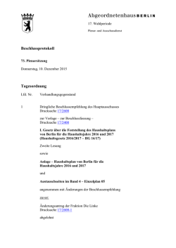 Plenum - Beschlussprotokoll