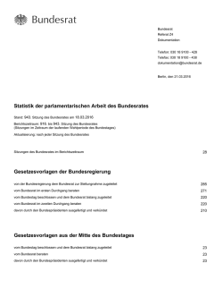 Statistik der parlamentarischen Arbeit des Bundesrates
