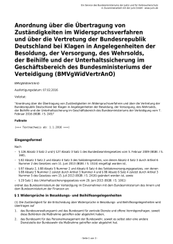 Anordnung über die Übertragung von Zuständigkeiten im