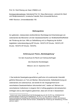 Stellungnahme Prof. Dr. Ruth Rissing-van Saan