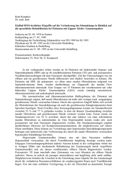 Ruth Kempkes Dr. med. dent. Einflu&szlig; HNO