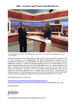 WDR - Fernsehen greift Thema Azubi-Mobilität auf