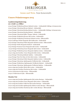 Unsere Prämierungen 2015 - Winzergenossenschaft Ihringen