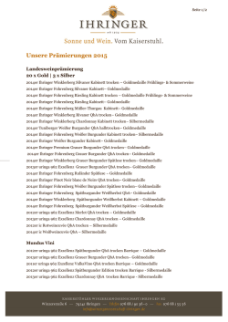 Unsere Prämierungen 2015 - Winzergenossenschaft Ihringen