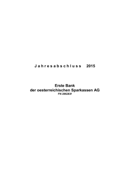 J ahresabschluss 2015 Erste Bank der