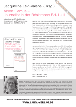 Jacqueline L&eacute;vi-Valensi (Hrsg.) Albert Camus &ndash; Journalist in der