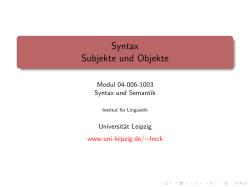 Subjekte und Objekte - Universität Leipzig