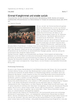 Volksblatt Januar 2016 - Orchester Liechtenstein