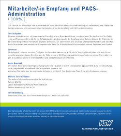 Mitarbeiter/-in Empfang und PACS- Administration