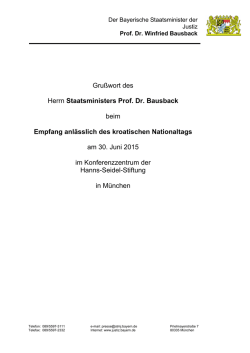 Gru&szlig;wort beim Empfang anl&auml;sslich des kroatischen Nationalfeiertags