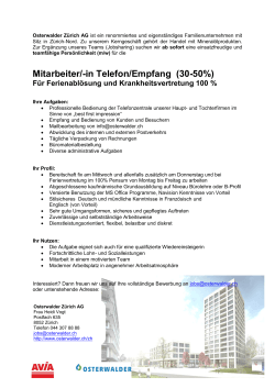 Mitarbeiter/-in Telefon/Empfang (30