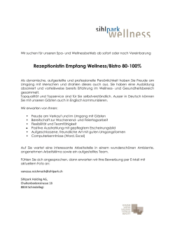 Rezeptionistin Empfang Wellness/Bistro 80-100%