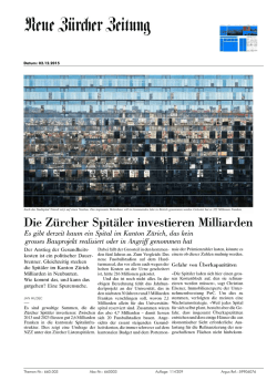Die Z&uuml;rcher Spit&auml;ler investieren illiarden