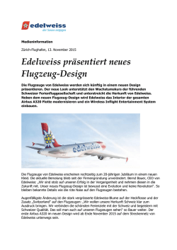 Edelweiss pr&auml;sentiert neues Flugzeug-Design