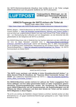 AWACS-Flugzeuge der NATO sichern die Türkei ab
