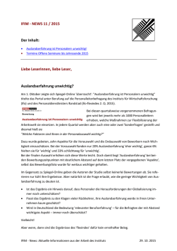 IFIM - NEWS 11 / 2015 Der Inhalt - IFIM Institut f&uuml;r Interkulturelles
