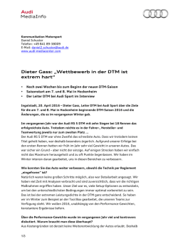 Dieter Gass: &bdquo;Wettbewerb in der DTM ist extrem