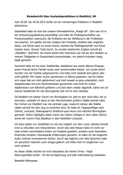 Reisebericht über Auslandspraktikum in Redditch