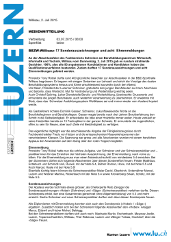 BBZW-Willisau: 17 Sonderauszeichnungen und acht Ehrenmeldungen