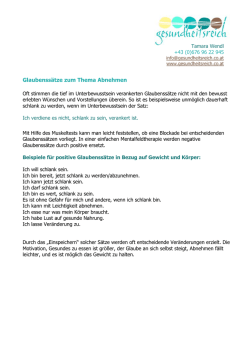 Glaubenss&auml;tze zum Thema Abnehmen
