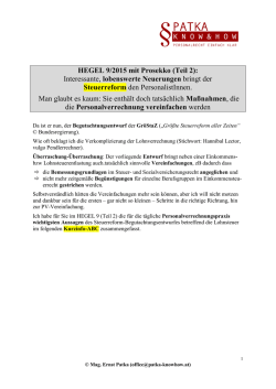Interessante, lobenswerte Neuerungen bringt die