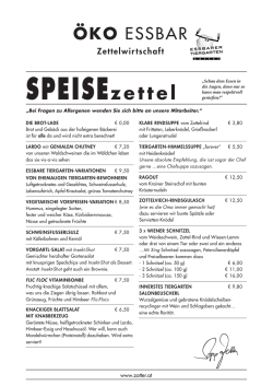 schauen Sie schon mal in die Speisekarte