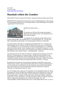 Haushalt erhitzt die Gemüter