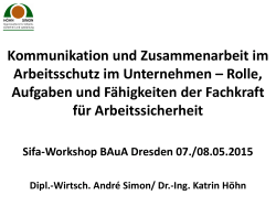 Vortrag "Kommunikation und Zusammenarbeit im Arbeitsschutz im