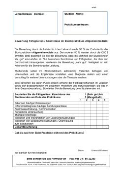 Bewertung Fähigkeiten / Kenntnisse im Blockpraktikum