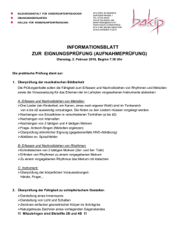 Info zur Eignungspr&uuml;fung... - Schulen