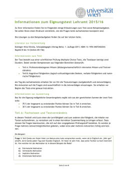 Informationen zum Eignungstest Lehramt 2015/16