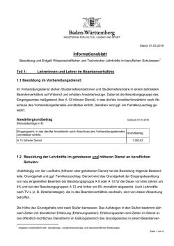 Informationsblatt zu Besoldung und Entgelt - LEHRER-ONLINE-BW