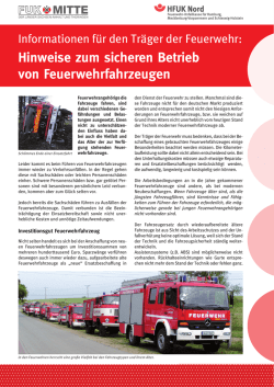 Hinweise zum sicheren Betrieb von Feuerwehrfahrzeugen
