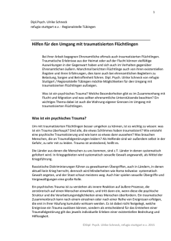 Hilfen f&uuml;r den Umgang mit traumatisierten Fl&uuml;chtlingen
