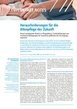 Herausforderungen f&uuml;r die Altenpflege der Zukunft