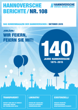 Hannoversche Berichte Nr. 108 Ausgabe Oktober 2015
