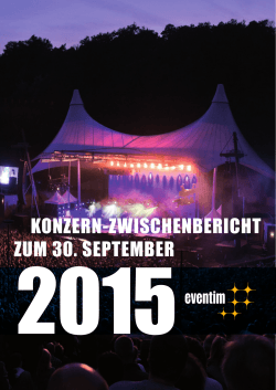 Neun-Monatsbericht vom 01.01. bis 30.09.2015