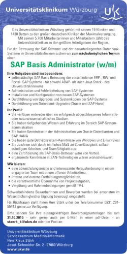 SAP Basis Administrator (w/m) - Universitätsklinikum Würzburg