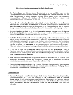 Hinweise zur Seminargestaltung auf der Basis eines Referats Zur